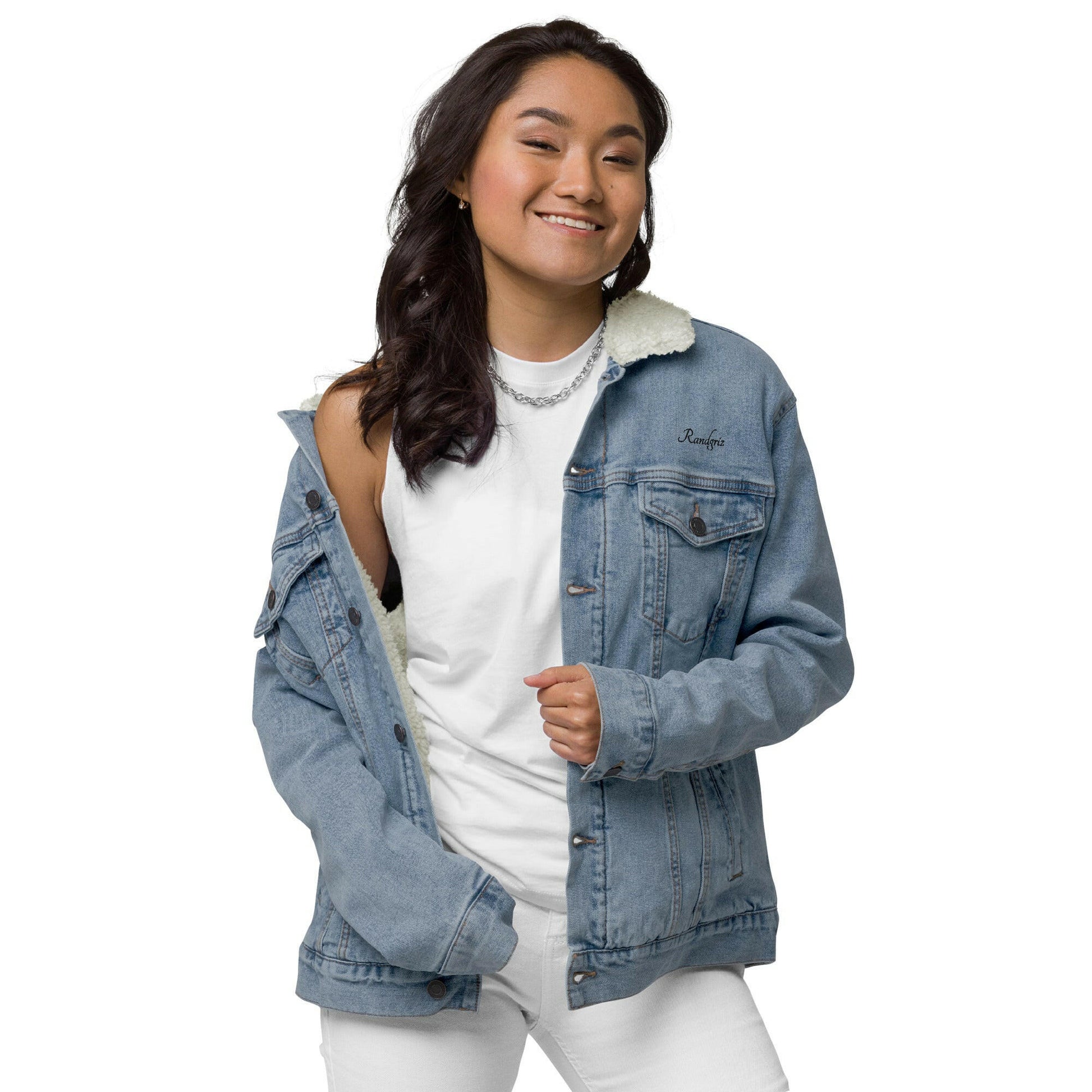 Brunhilde denim sherpa jacket.